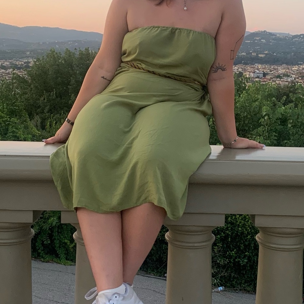 Elegant Green Strapless Dress size small